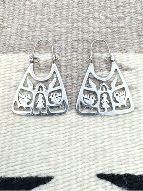 Arracadas Mexico Sterling Silver Tree Of Life Storyteller Dangle Earrings